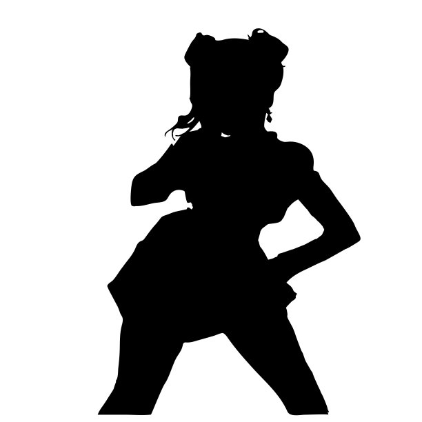 跳舞女孩的黑色剪影。图片下载