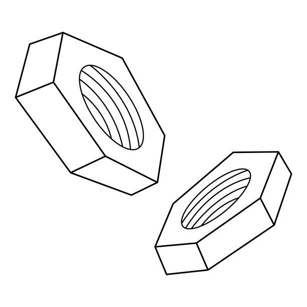 白色背景上的钢螺母轮廓向量图片下载