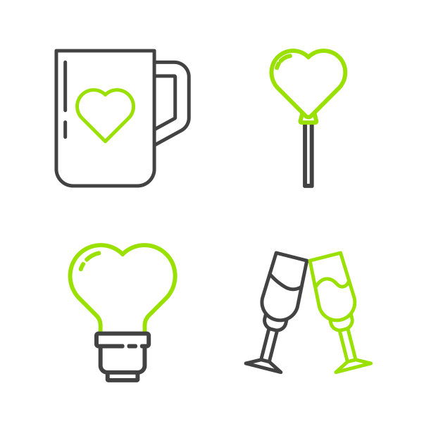 在光线中设置香槟心型的线杯图片下载