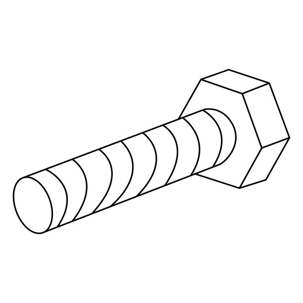 螺栓轮廓向量在白色背景图片下载