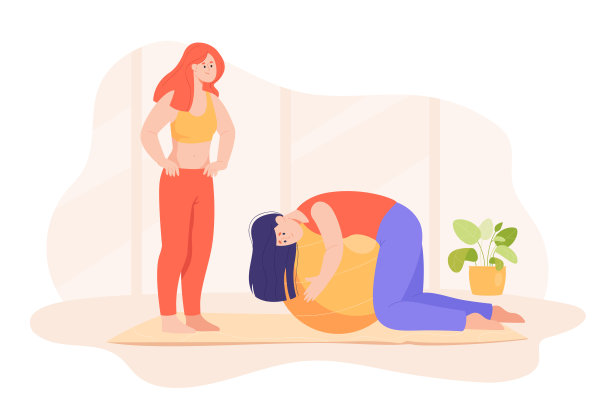 伤心或疲惫的卡通女人在健身房训练图片下载