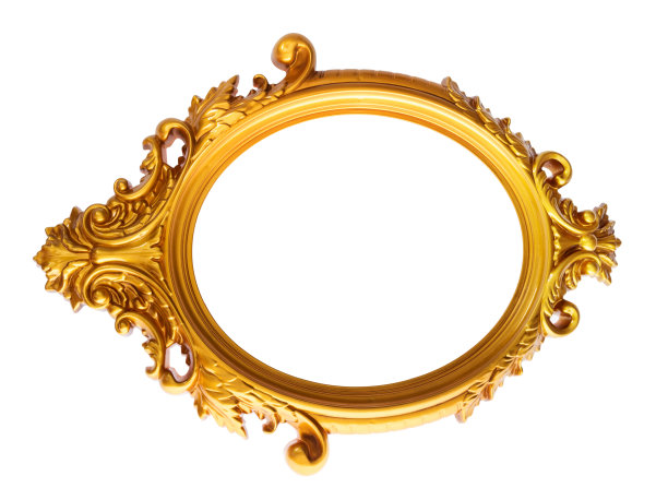 白色背景的金色画框图片下载