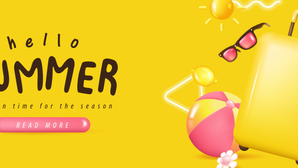 夏季旅游横幅背景与海滩的氛围图片下载