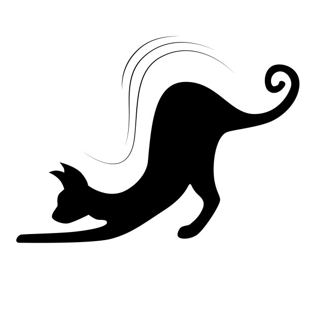 矢量插图的猫轮廓，猫在俏皮的姿势图片下载