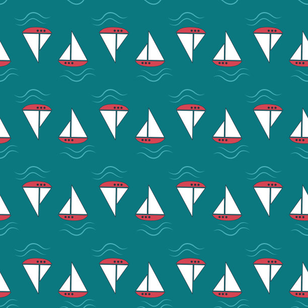 夏天的航海图案与船只和波浪图片下载