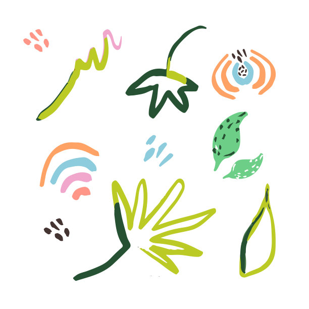 抽象的花有机形状元素。当代现代手绘矢量插图。图片下载