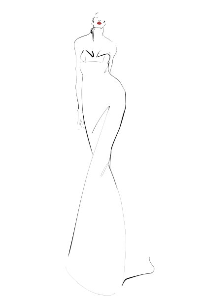 身着晚礼服的年轻女子模特。图片下载