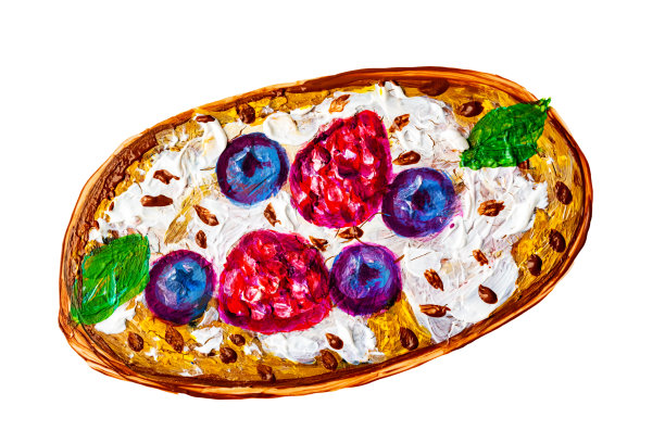 用油彩孤立地画在白色背景上的派图片下载