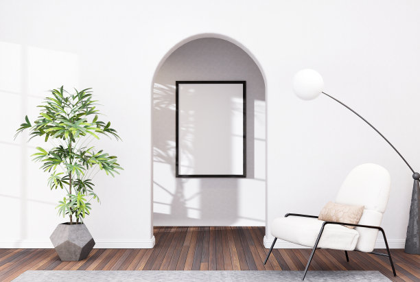 仿海报框架时尚的客厅室内设计图片下载