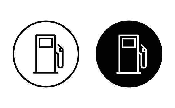 燃料矢量图标设置。加油站线符号在圆圈中图片下载