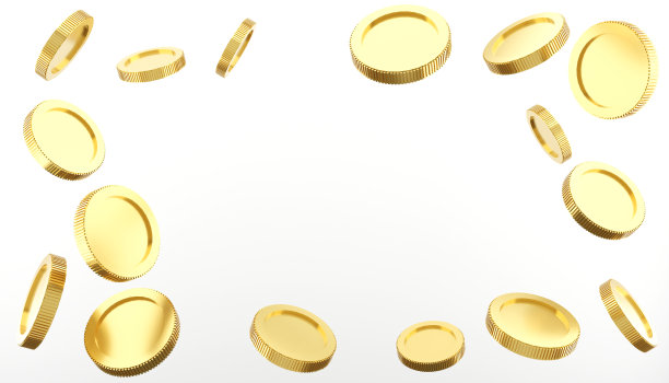 金币落在拷贝空间。企业财务的概念。3 d渲染插图。图片下载