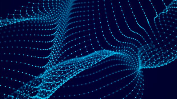 未来的波点。具有动态波的抽象背景。数据技术说明。图片下载