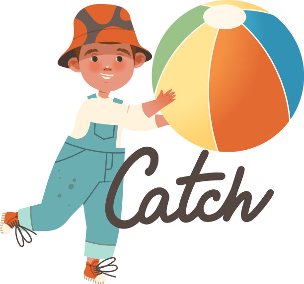 穿连体衣的小男孩接球是动词图片下载