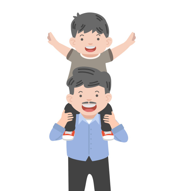 快乐的父亲肩上扛着儿子图片下载