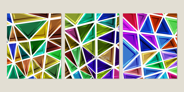 集矢量封面笔记本设计。摘要彩虹最小三角形半色调模板设计用于笔记本纸、画册、书刊、杂志。计划和日记封面印刷图片下载