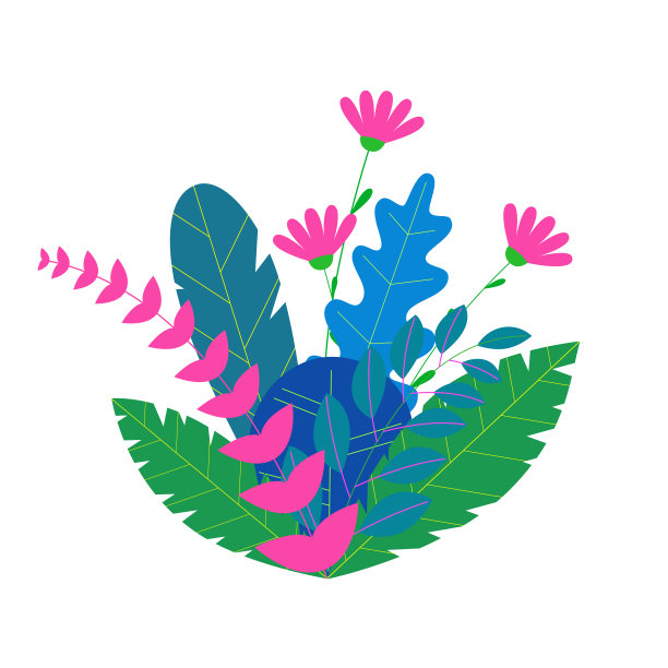 时髦的霓虹渐变植物和树叶背景。图片下载