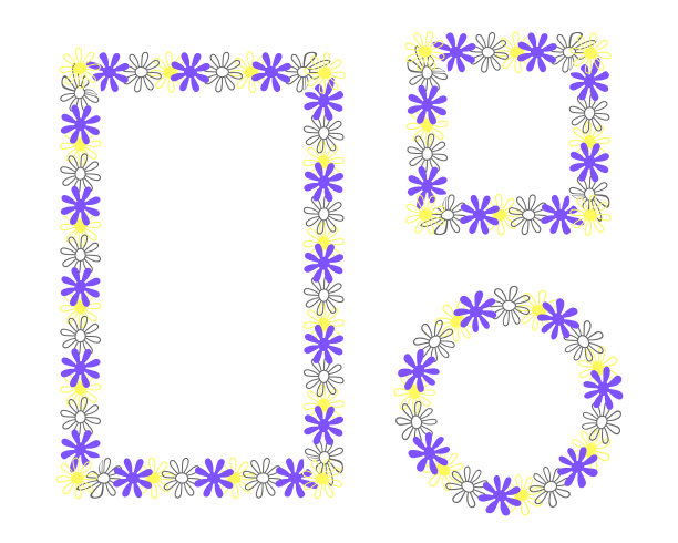 花洋甘菊框架轮廓集手绘图片下载