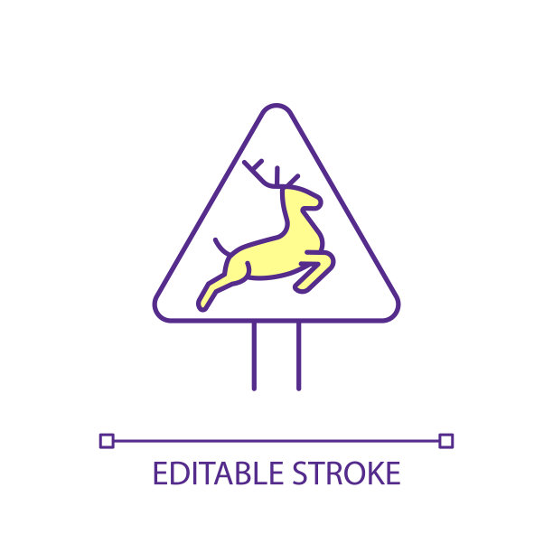 鹿过马路标志RGB彩色图标图片下载