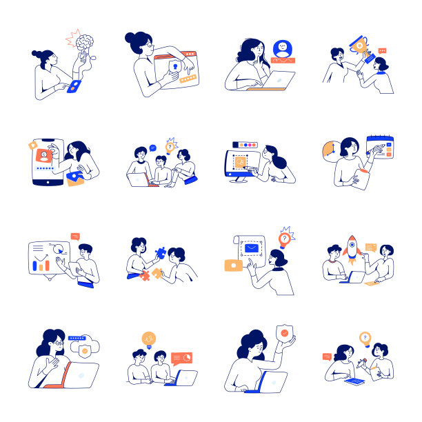 数字艺术和团队平插图图片下载