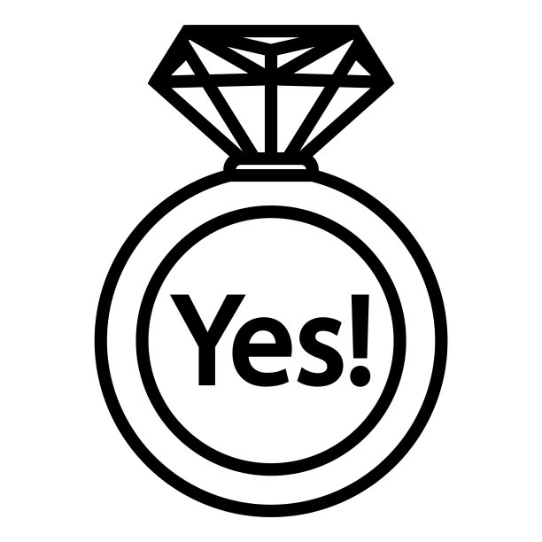 结婚订婚戒指黑色线性图标。同意结婚。平面向量插图。图片下载