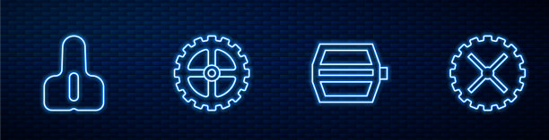 设置线自行车踏板座链轮曲柄和图片下载