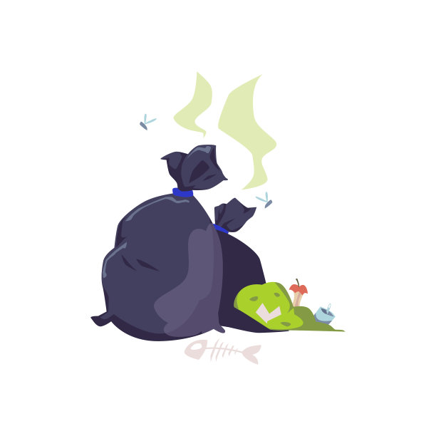 撕破的塑料袋里装着臭气熏天的垃圾图片下载