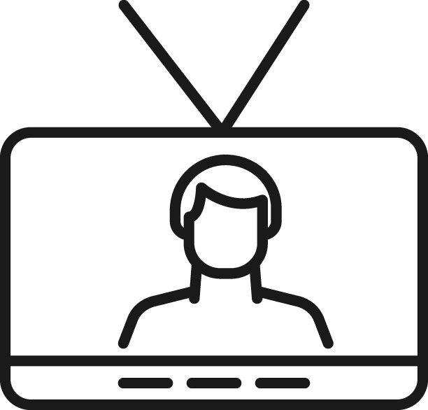 电视，电视机，电视节目的概念。矢量符号绘制在平面风格。适合网站，文章，书籍，应用程序。可编辑的中风。电视屏幕上的男人偶像图片下载