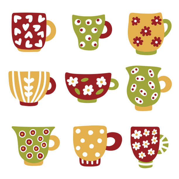 可爱的茶杯，马克杯图标设置图片下载