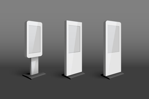 一套白色数字标牌孤立在灰色上图片下载