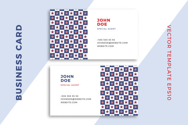星形图案的现代名片模板。爱国的企业文具模型与时髦的几何图案。干净和简单的矢量编辑背景样本文本。EPS10图片下载