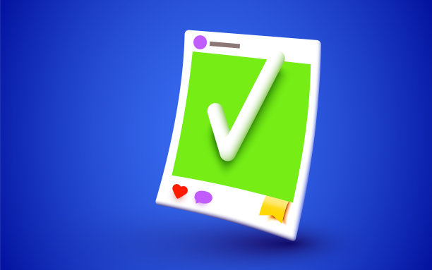 社交媒体照片框与复选标记。图片下载