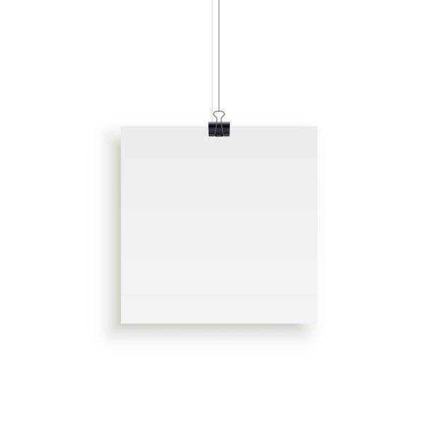 挂在回形针上的白色方形纸图片下载