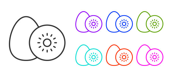 黑色线猕猴桃图标孤立在白色图片下载