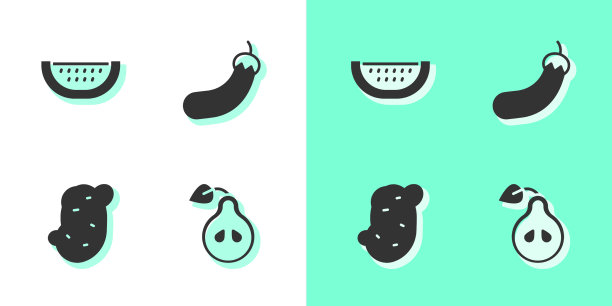 设置梨、西瓜、土豆和茄子图标图片下载