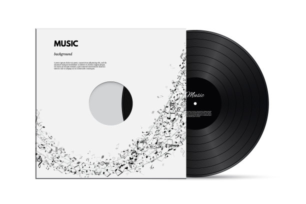 音乐背景与黑胶唱片和封面图片下载