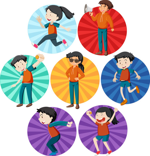 不同活泼的孩子简单的卡通人物图片下载