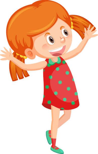 开朗的女孩带着问候的手势图片下载