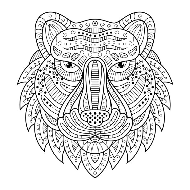 曾angle风格的虎头手绘图片下载