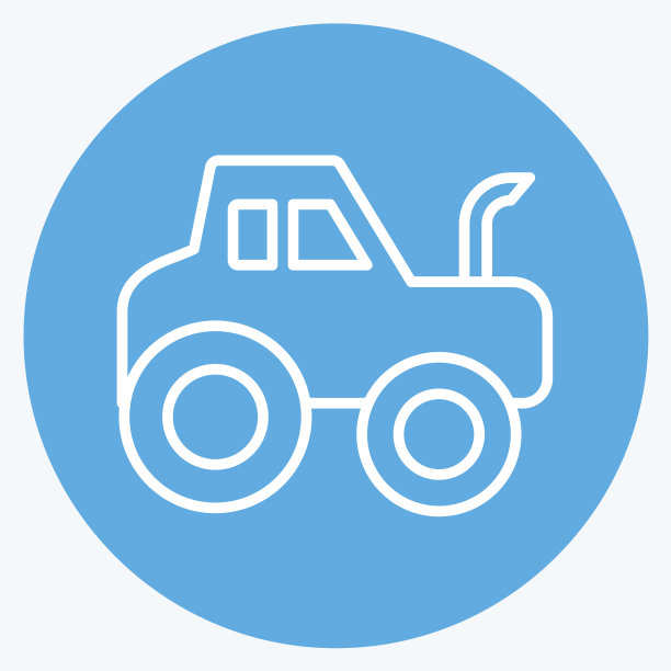 图标拖拉机适合教育标志蓝色图片下载