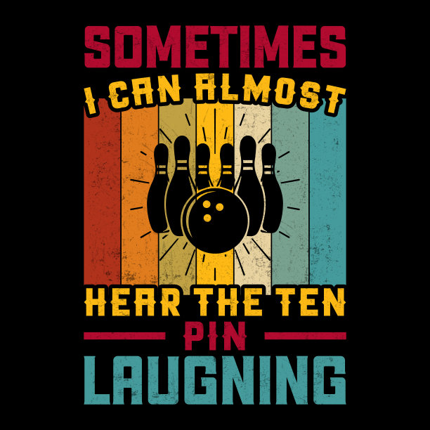 有趣的保龄球复古复古的保龄球t恤设计图片下载