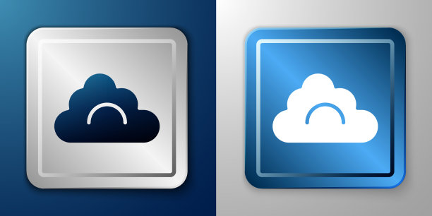白云图标孤立在蓝色和灰色上图片下载