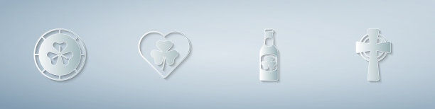 设置金色的小妖精硬币心与三叶草图片下载