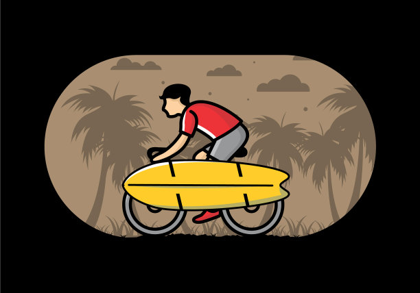 用冲浪板骑自行车图片下载