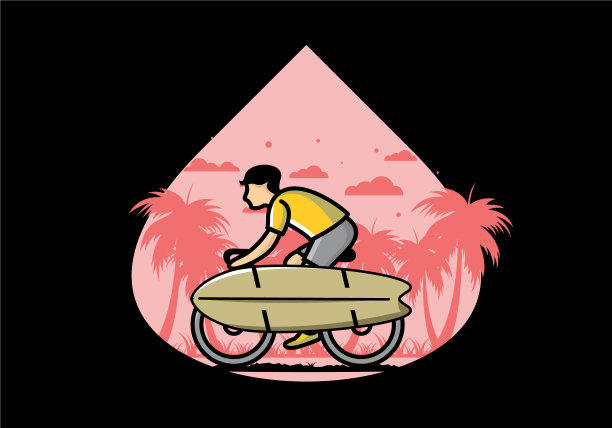 用冲浪板骑自行车图片下载