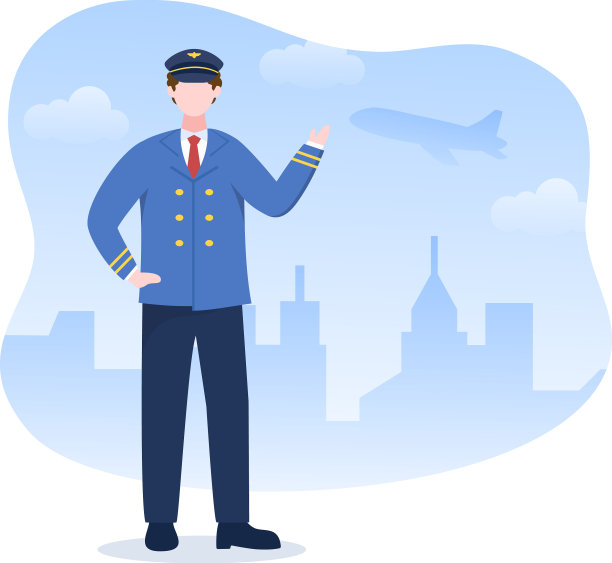 飞行员卡通与飞机空姐城市或图片下载