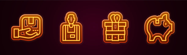 集线配送手与盒装小贩礼品及图片下载