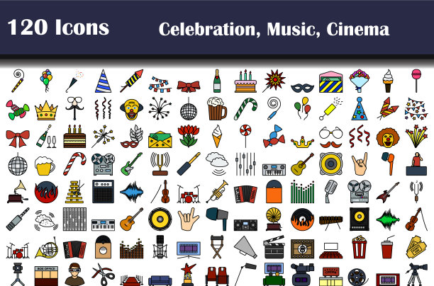 一套120图标派对音乐电影图标图片下载