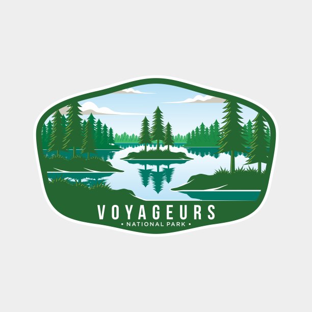 旅行者国家公园会徽补丁图标插图在黑暗的背景图片下载