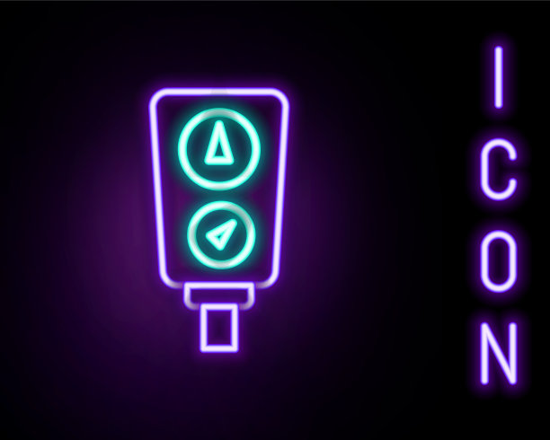 发光的霓虹灯线规刻度图标孤立上图片下载