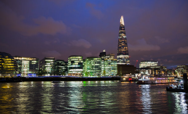 伦敦泰晤士河沿岸的夜景图片下载